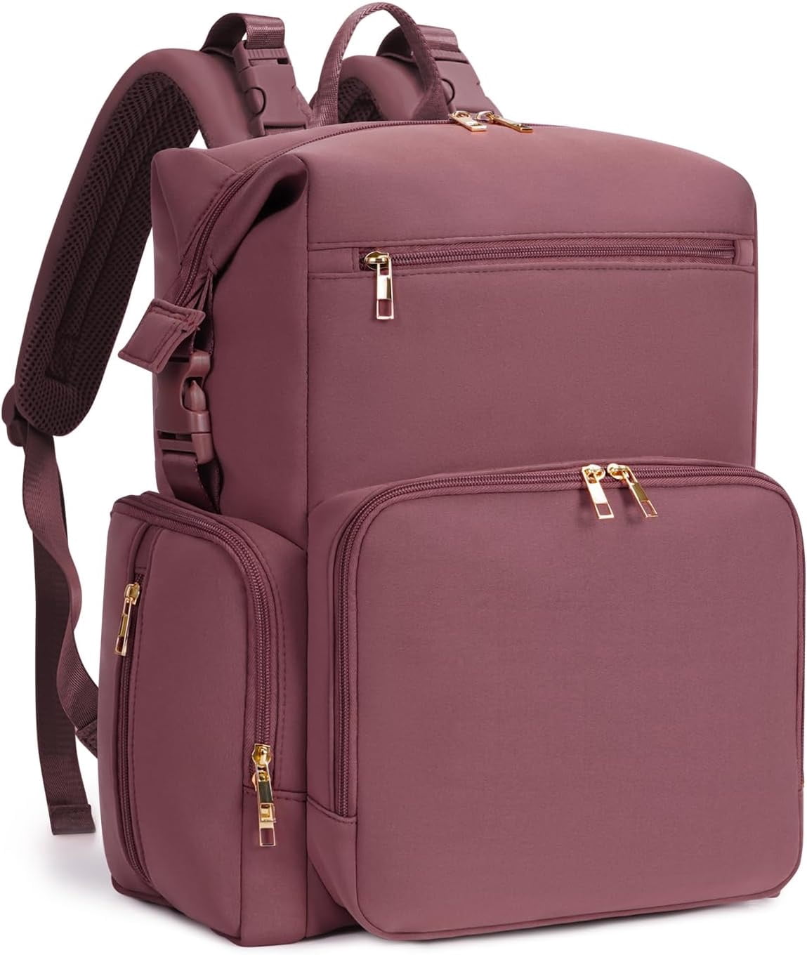 Diaper Bag Backpack for Mom/Dad with Changing Pad, Multi-Function Neoprene Large Newborn Baby Maternity Bags Travel Tote with Insulated Pockets Pink
