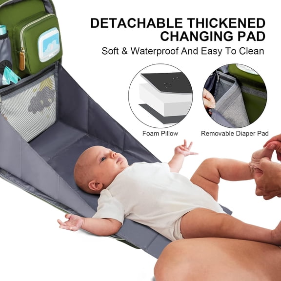 Diaper Bag Backpack with Changing Station, Baby Diaper Bag Organizer for Moms Dads Large Baby Changing Bags