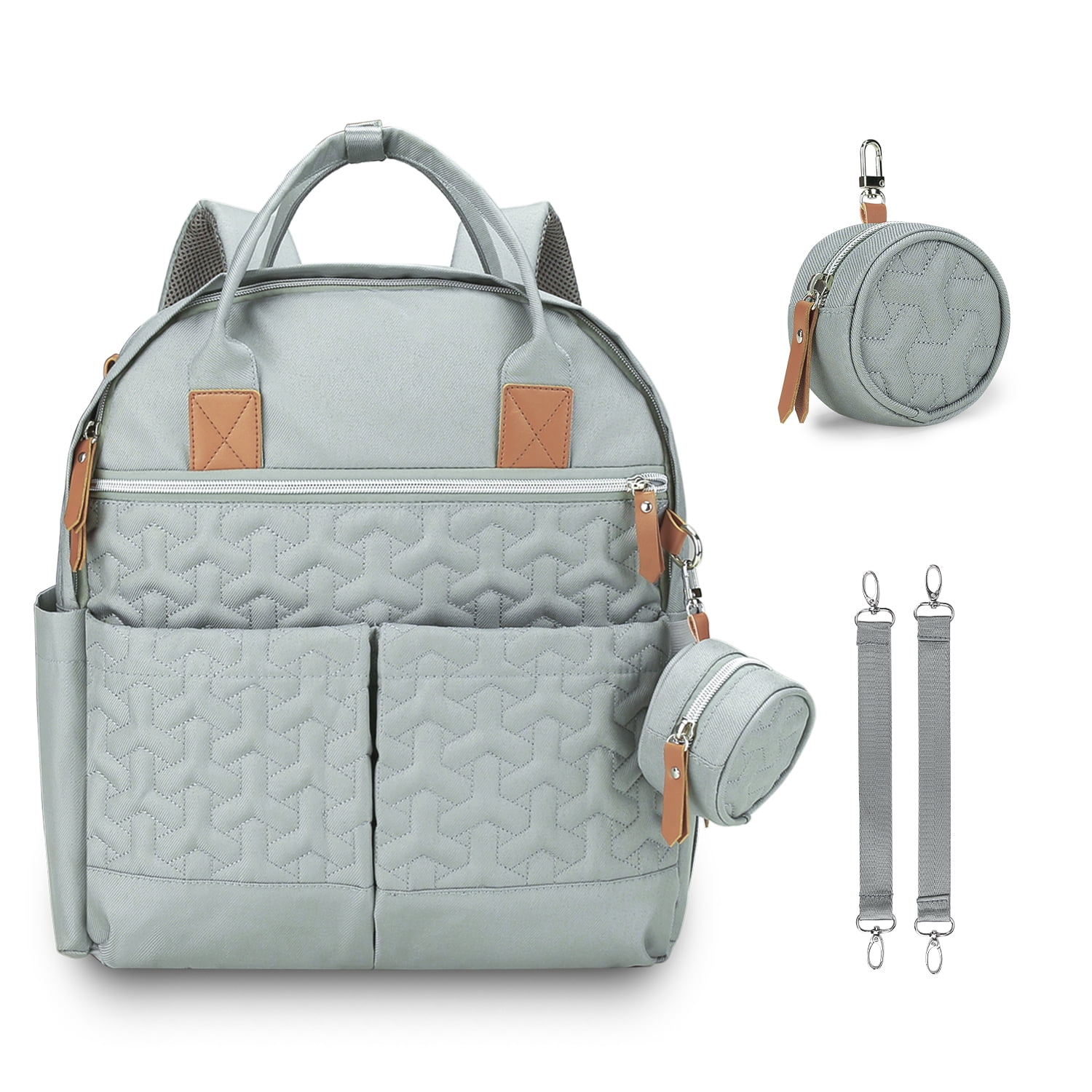 Diaper Bag Backpack with Pacifier Holder Smart Mommy Bag Stroller Organizer with Insulated Pocket&Stroller Strap