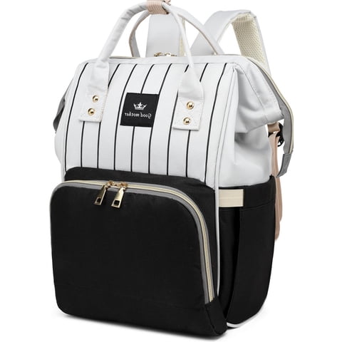 Diaper Bag Bacpack, HDJ Large Capacity Travel Diaper Bag with Insulated Milk Bottle Pocket for Mommy,Black