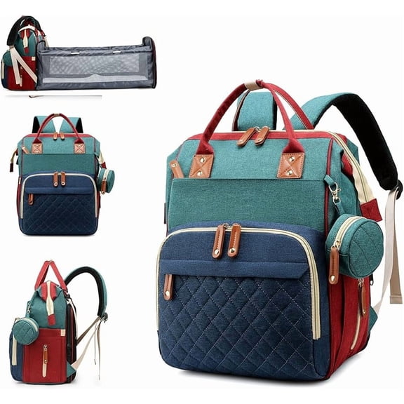 Diaper Bag with Changing Station, Waterproof 3 in 1 Baby Diaper Backpack with Foldable Changing Pad, Large Travel Back Pack for Baby Girl Boy, Baby essentials