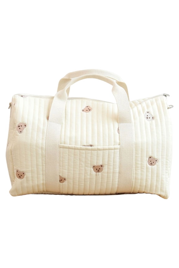 Diaper Bag Embroidered Mom Bag Large Travel Tote Mother's Day Gift (Bear)