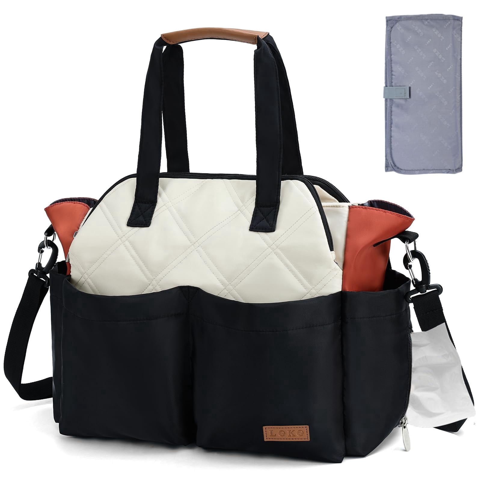 Diaper Bag Tote for Baby, Large Travel Diaper Bag with 17 Pockets, Waterproof Baby Bag with Portable Changing Pad, Crossbody Diaper Tote for Mom, Hospital Labor & Delivery Bag, Newborn Baby Essential