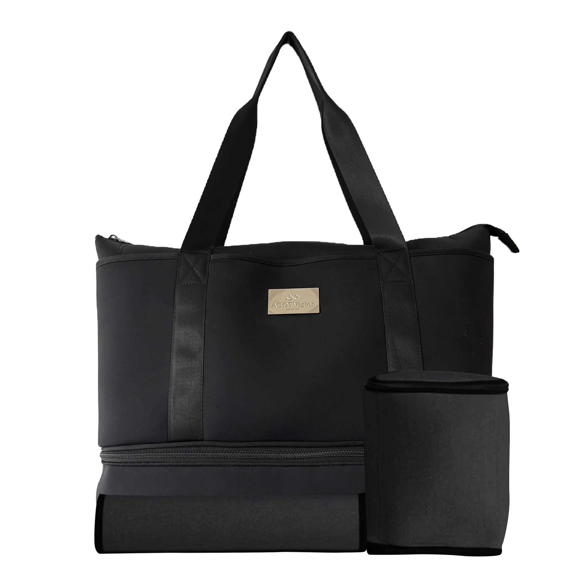 Diaper Bag Tote, Diaper Baby Bags With Mini Bag and Changing Pad, Shoulder Straps, Waterproof Large Mommy Maternity Travel Baby Tote for Mom and Dad, Black