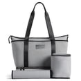 thumbnail image 1 of Diaper Bag Tote, Diaper Baby Bags With Mini Bag and Changing Pad, Shoulder Straps, Waterproof Large Mommy Maternity Travel Baby Tote for Mom and Dad, Gray, 1 of 6