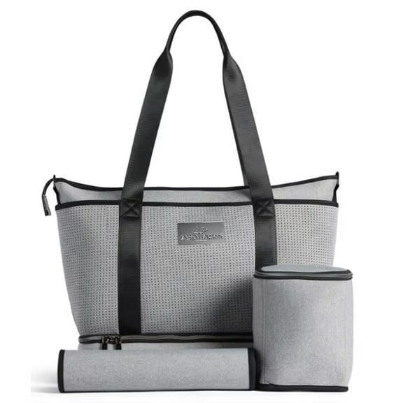 Diaper Bag Tote, Diaper Baby Bags With Mini Bag and Changing Pad, Shoulder Straps, Waterproof Large Mommy Maternity Travel Baby Tote for Mom and Dad, Gray