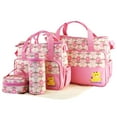 thumbnail image 1 of Baby Diaper Bag 5 Pcs Toddler Diaper Bag Tote Multifunction Portable Baby Bag for Boys and Girls Pink, 1 of 7