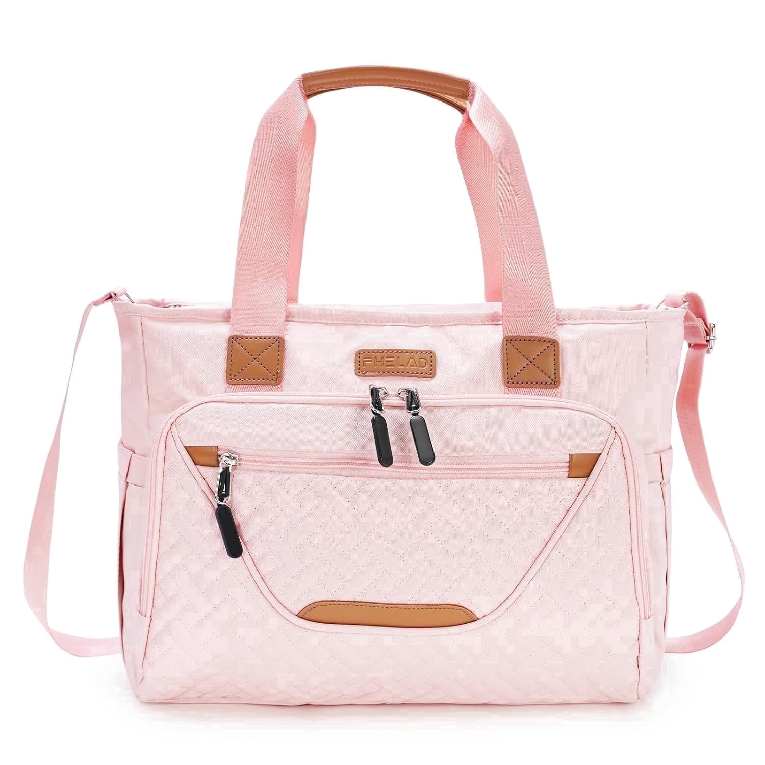 DEFAHN Tote Diaper Bag, Waterproof Baby Bag with 15 Pockets, Large Capacity Multifunctional Travel Bag for Mom & Dad, Pink