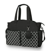 Diaper Bag Tote with Pacifier Holder Case for Mom and Dad, Multi-Function Travel Diaper Bag with Adjustable Shoulder Strap and Insulated Pockets, Black