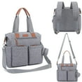 thumbnail image 1 of Diaper Bag Tote with Pacifier Case and Changing Pad, Large Capacity Travel Grey Baby Diaper Bag Backpack for Mom Dad, 1 of 7