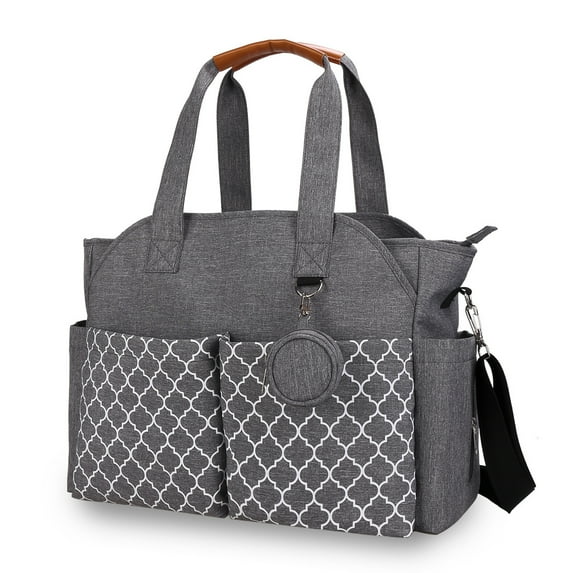 Diaper Bag Tote with Pacifier Holder Travel Diaper Bag with Adjustable Shoulder Strap and Insulated Pockets, Gray
