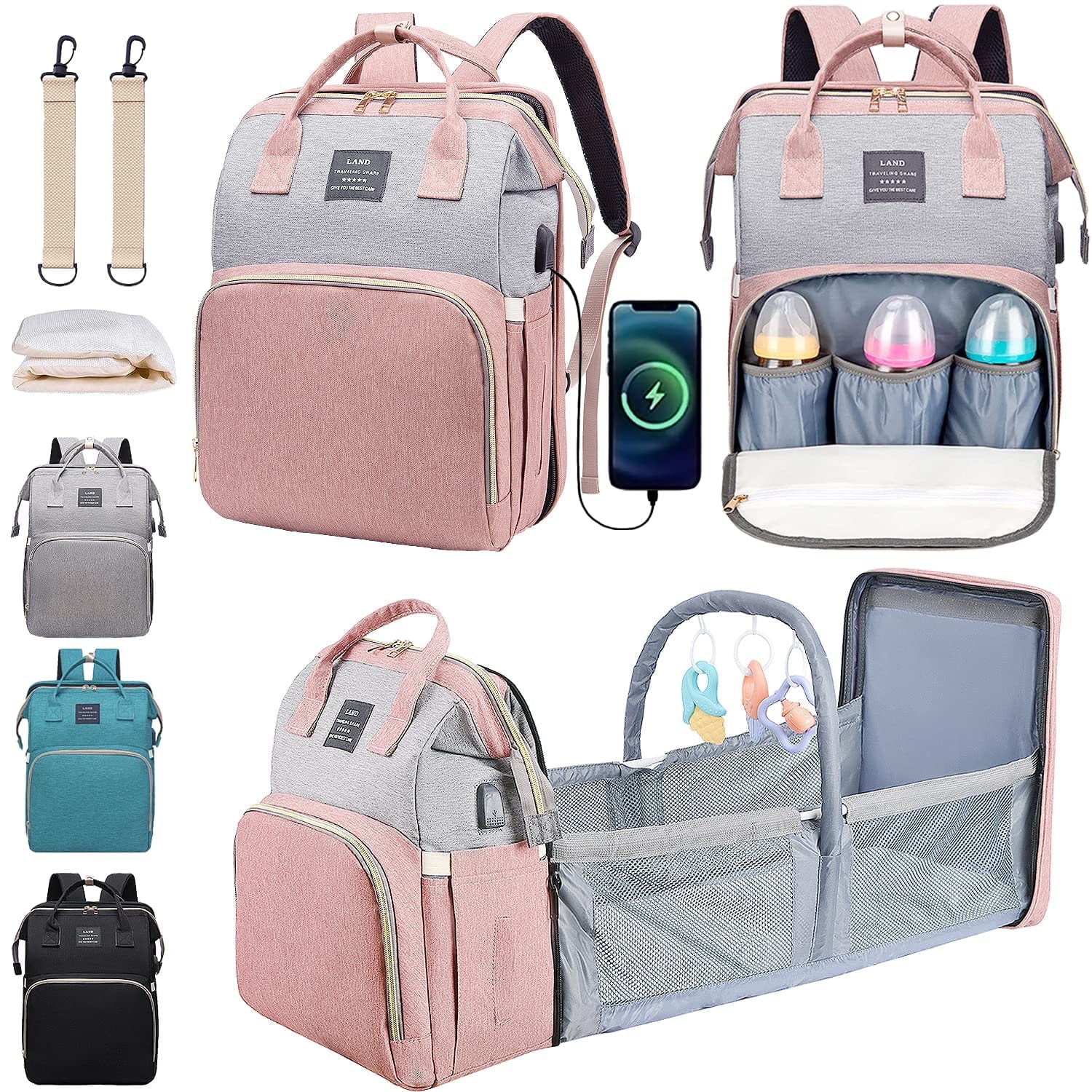 Diaper Bag for Travel, Baby Bag Diaper Bag with Changing Station Baby Girl Boy Waterproof Diaper Bag Backpack