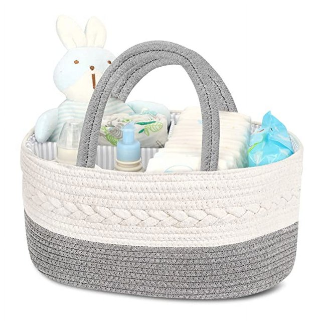 Diaper Caddy Organizer for Baby, Cotton Rope Diaper Basket Caddy