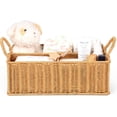 thumbnail image 1 of Diaper Caddy Organizer, Hand Rattan Nursery Baby Basket Changing Table Organizer for Baby Essentials, Baby Shower Gifts, Versatile Shelf Basket Bathroom/Kitchen Organizer (Natural, L), 1 of 9