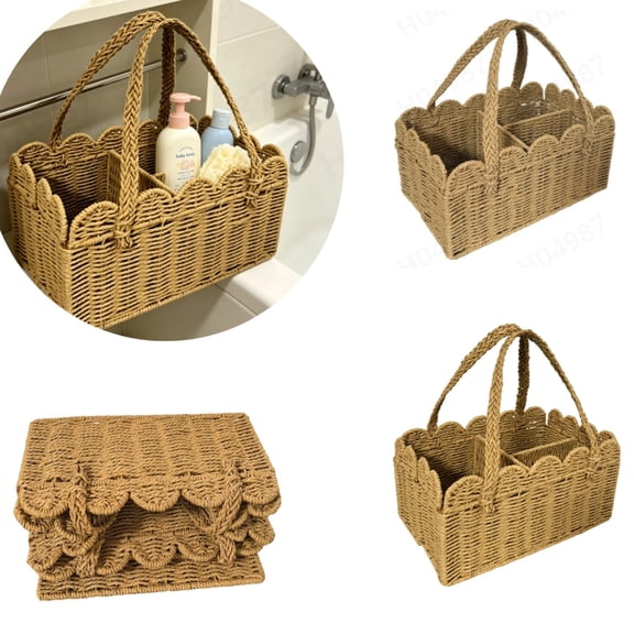 Diaper Caddy Organizer, Paper Rope Storage Basket with Removable Divider, Portable Nursery Bin with Handles for Diapers, Wipes & Baby Essentials, Baby Shower Gift, Newborn Must Haves,Bronze
