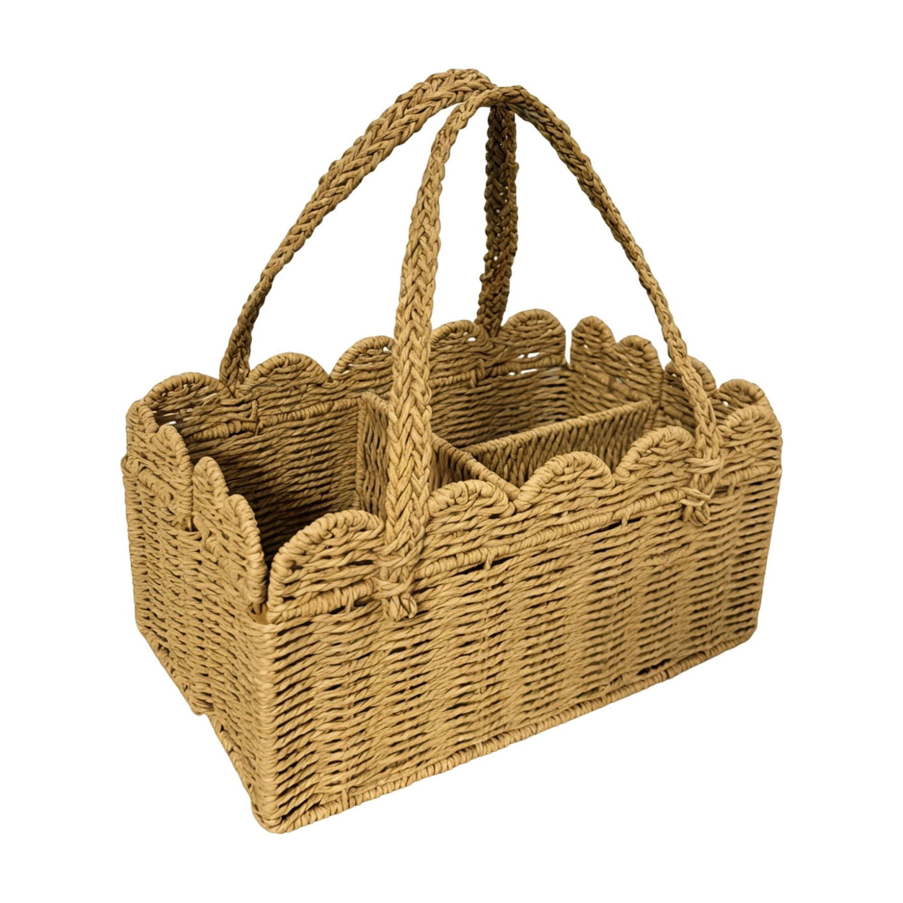 Diaper Caddy Organizer, Paper Rope Storage Baskets Nursery Bin with Removable Divider, Portable Car Organizer for Diapers, Baby Shower Gifts, Newborn Essentials Must Haves