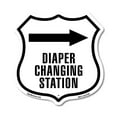 thumbnail image 1 of Diaper Changing Station Right (2 Pack) 6 inch X 6 inch Shield Shaped Commercial Grade Plastic Signs Weather Resistant Made in the USA, 1 of 6