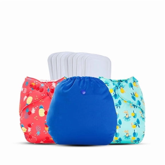 Diaper Cover Daily Use Multicolored Combo with 10 Wetfree Inserts (3pcs Pack) (3-36 Months)