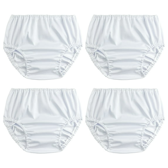 Diaper Covers for Girls Plastic Underwear Covers for Potty Training Swim Diaper Covers Premium Toddlers Rubber Training Pants Toddlers Diaper Cover 4 Packs White 1T