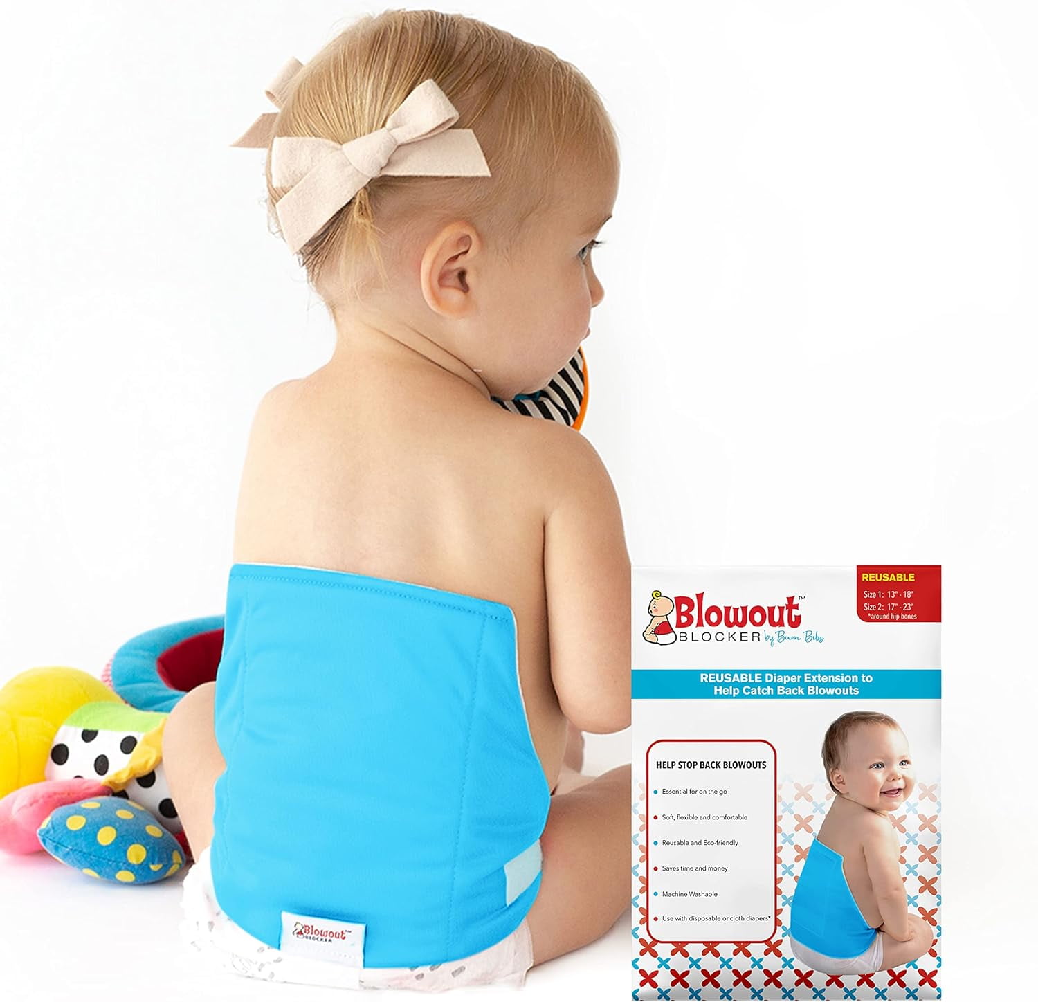 Diaper Extender Blue, Size 1 1318 Inches Waist Washable & Reusable