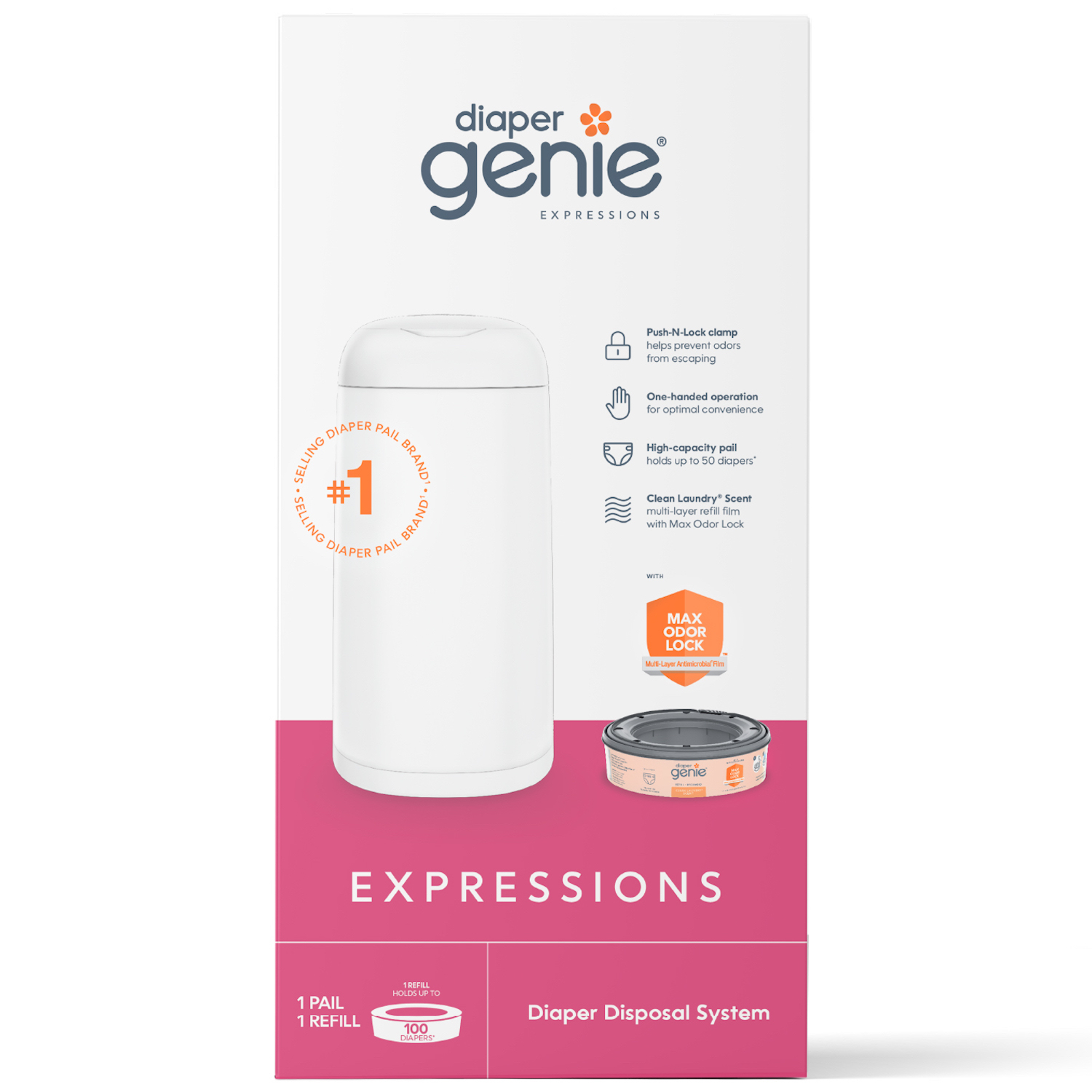 Playtex Diaper Genie Essentials Diaper Pail, Plus Refill