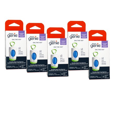 Diaper Genie On-The-Go Dispenser, Portable Diaper Bag Dispenser, Lavender Scent - 5 Pack