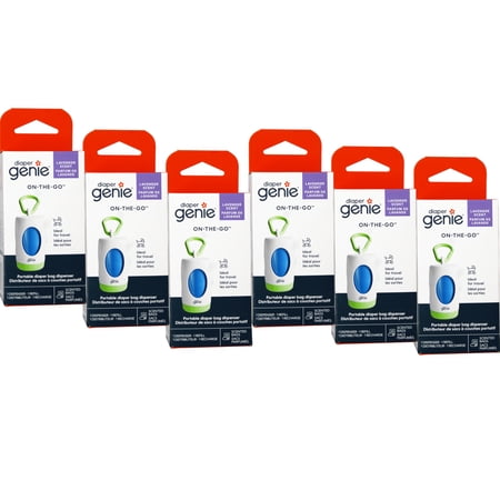 Diaper Genie On-The-Go Dispenser, Portable Diaper Bag Dispenser, Lavender Scent - 6 Pack