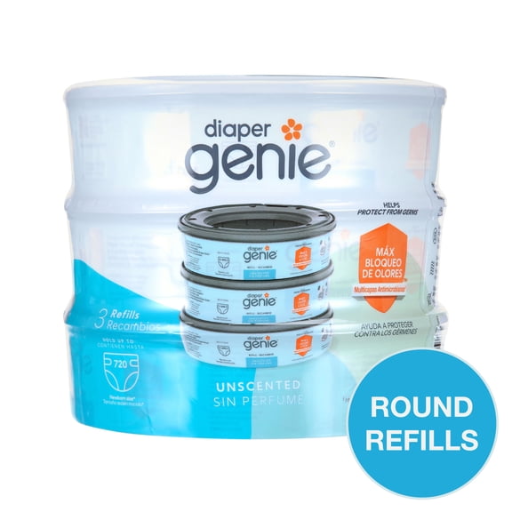 Diaper Genie Unscented Refill for Complete and Expressions Pails, Up to 270 Diapers (Pack of 3)