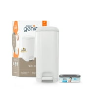 Diaper Genie Select Pail,White,Stainless Steel, 1 Diaper Pail,1 Square Refill-165 Ct, Infant