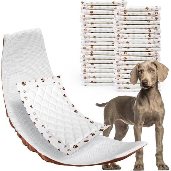 Diaper Liners, Diaper Pads, Disposable Dogs Booster Pads for Puppy, Band Dogs Diapers Liners Male Doggie Diapers Inserts (Paws, L, 25Count)