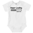 thumbnail image 1 of Diaper Loading Wait Nerdy Humor Romper Boys or Girls Infant Baby Brisco Brands 12M, 1 of 6