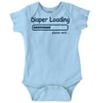 thumbnail image 1 of Diaper Loading Wait Nerdy Humor Romper Boys or Girls Infant Baby Brisco Brands 6M, 1 of 6