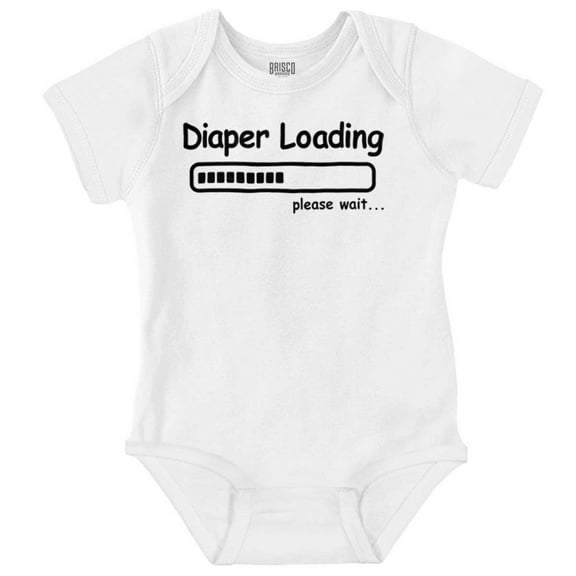Diaper Loading Wait Nerdy Humor Romper Boys or Girls Infant Baby Brisco Brands 6M