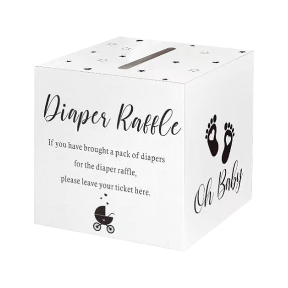 Diaper Lottery Raffle Tickets with Box for Baby Shower Party, Baby Shower Game Cards for Gender Reveal Decorations and Guest Interaction Activities