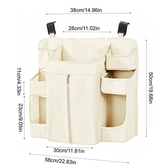 Diaper Organizer for Changing Table and Crib - Diaper Stacker Hanging Caddy for Family Essentials Beige