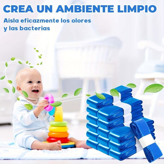 Diaper Pail Refill Bags 15 Pcs, Foldable Disposable Liners for Baby Nursery, Plastic Garbage Bags for Diaper Disposal
