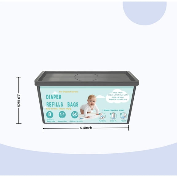 Diaper Pail Refill Bags Compatible with Genie Easy Roll Signature Diaper Pails and Platinum Diaper Pail, 7-Layer Odor-Barrier Technology, 6 Packs