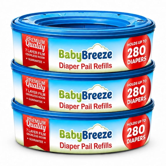 Diaper Pail Refill Bags for Playtex Diaper Genie 840 Count (3-Pack) - By BabyBreeze