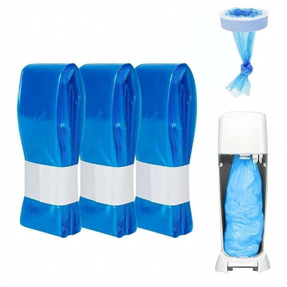 Diaper Pail Replacement Bag 3-Pack - Unscented, Holds 700 Newborn Diapers, Blue