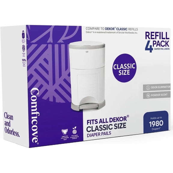 Diaper Pail Refills Compatible with DEKOR CLASSIC Diaper Pails 2 Pack Extra Thick Diaper Pail Refills Easy to Replace and Dispose of Diaper Bag Odorless Baby Diapers Disposal by COMFICOVE