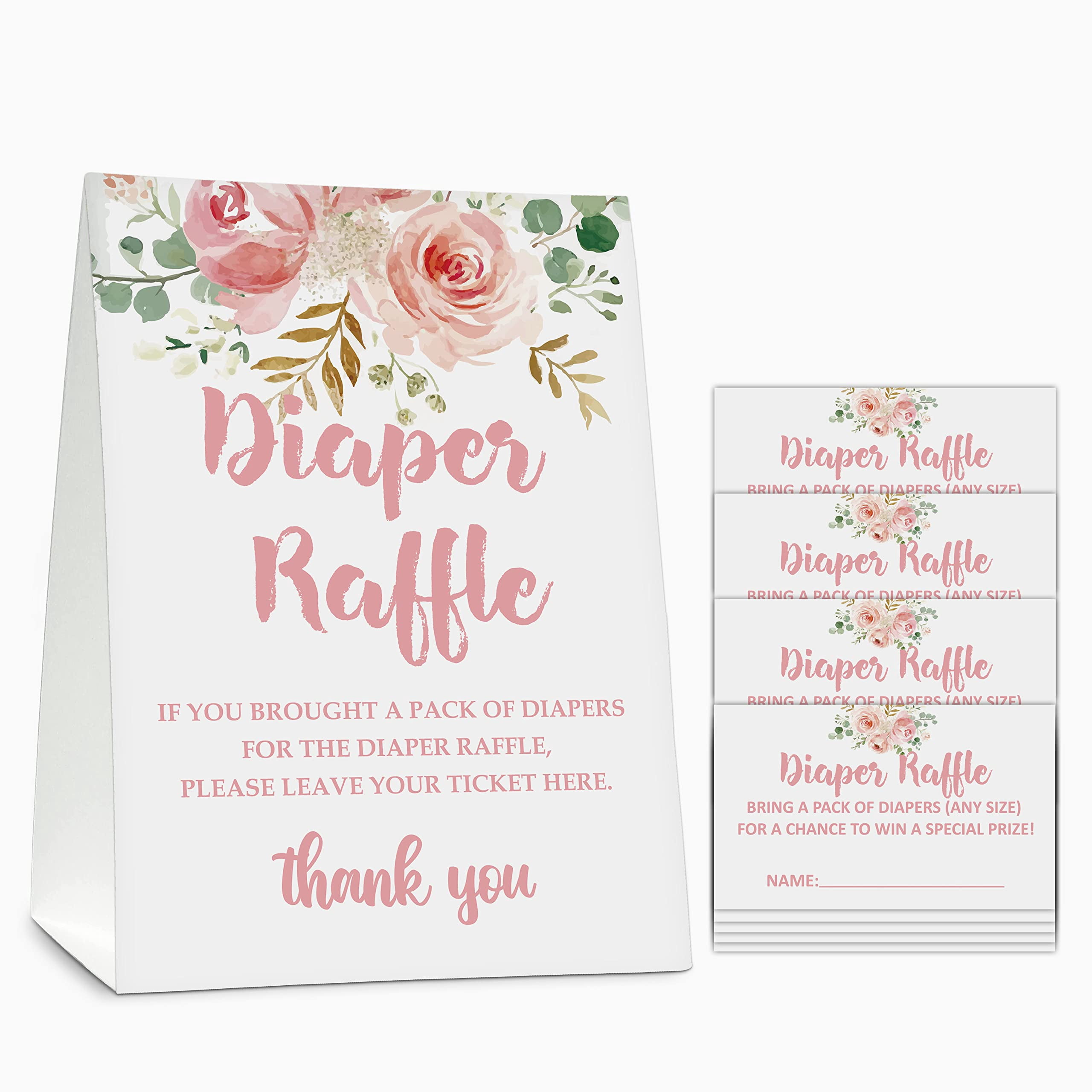 Diaper Raffle Baby Shower MMF7 Game Set(1 Standing Sign + 50 Guessing ...