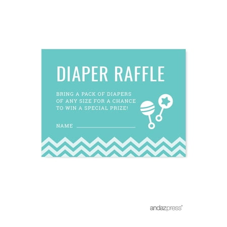 Diaper Raffle Diamond Blue Chevron Baby Shower Games, 30-Pack
