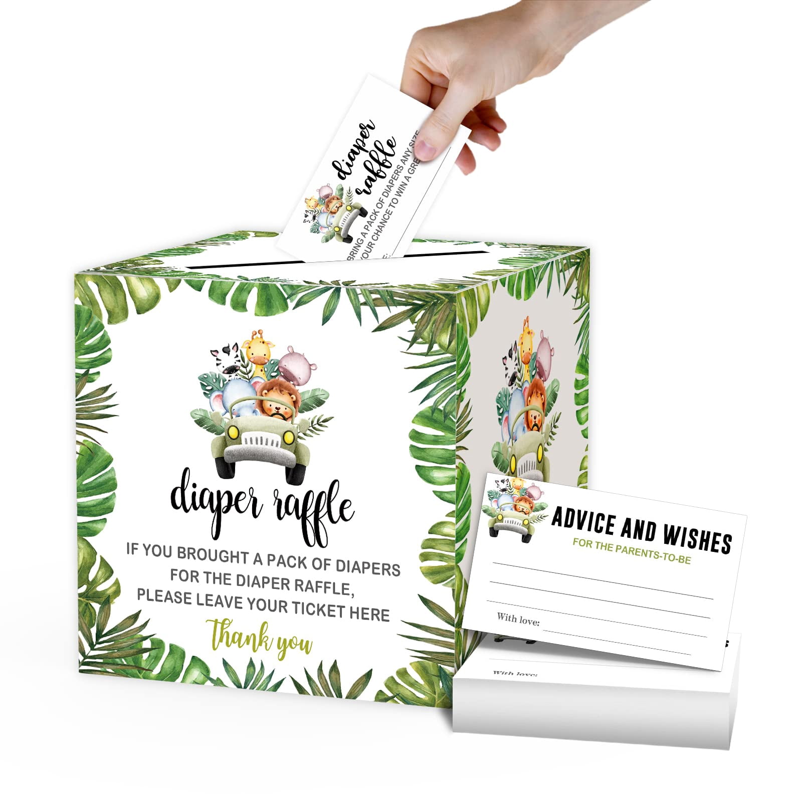 50-Pc Fall Diaper Raffle Tickets With Pumpkin Card Box - Autumn Baby Shower Game & Decor