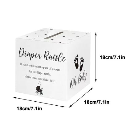Diaper Raffle Tickets, Baby Shower Game Supplies, 50 Diaper Cards with Decorative Box for Gender Reveal Party, Sturdy Cardboard Material, Easy To Write, Double-Sided Printing