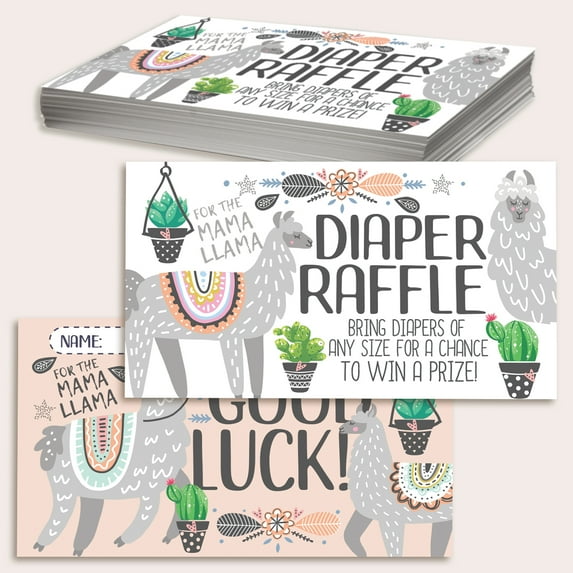 Diaper Raffle Tickets - Set of 50 Double-Sided Raffle Cards - Blank Baby Shower Stationery - Fun and Colorful Baby Shower Supplies for Under $15!