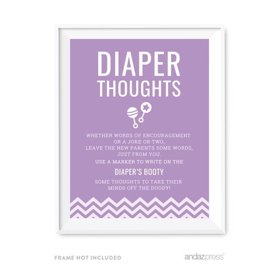 Diaper Thoughts Lavender Chevron Baby Shower Fun Activities, Party Sign