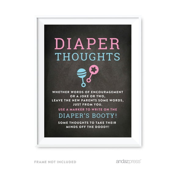 Diaper Thoughts Team Pink/Blue Gender Reveal Baby Shower Games & Fun Activities