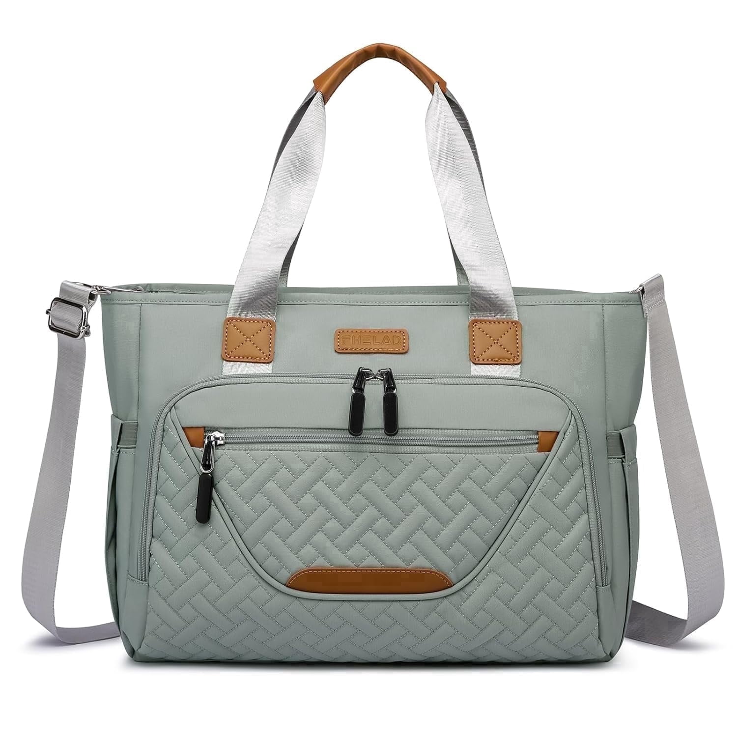 DEFAHN Diaper Bag, Gray Baby Tote Bag with 15 Pockets, Waterproof Large Capacity for Travel