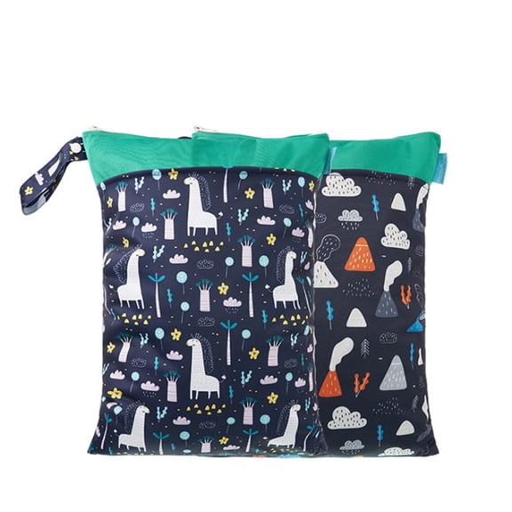 Diaper Wet Dry Bag 2PCS Diaper Bag Organizing Pouches Waterproof with Two Zippered Pockets Reusable for Stroller Toiletries Travel Beach