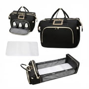 Diaper changing bag, multi-functional baby changing bag, includes insulated bottle holder, essential for baby travel, large capacity travel backpack with USB charging port and stroller strap black.